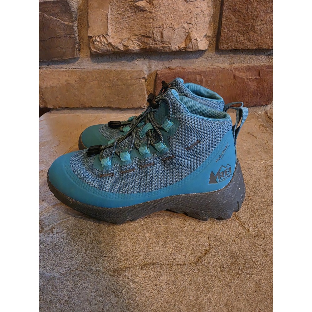 REI Co-Op Kid's Flash US 1Y EU 32 Aqua Blue Vista Trekking Hiking Shoes Boots - Picture 2 of 7